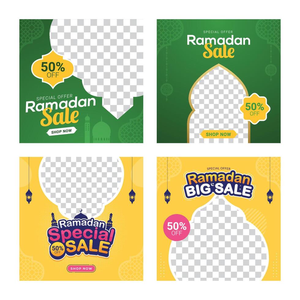 Ramadan sale social media post template banner with empty space for photo vector