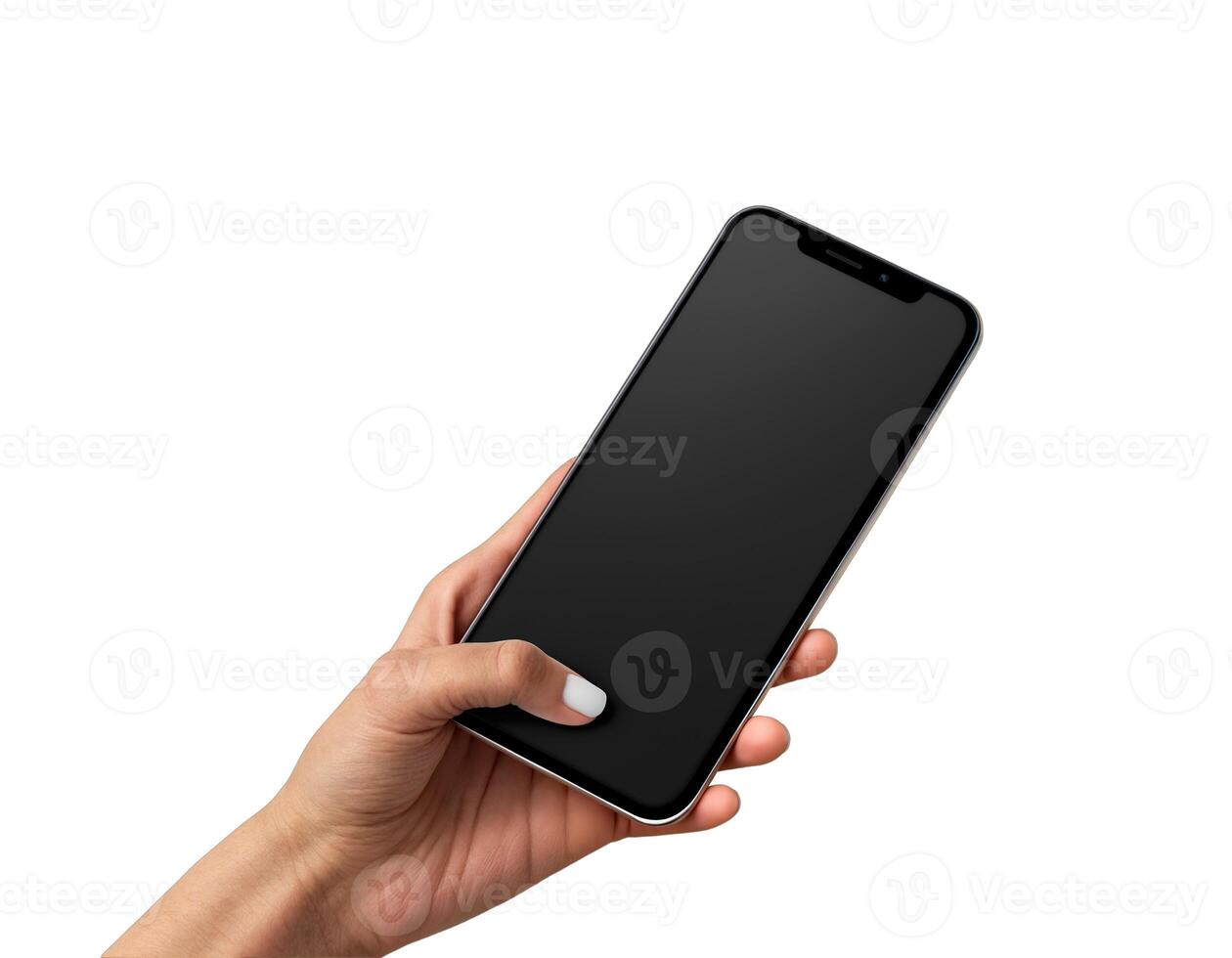 A Hand woman holding phone with Finger photo