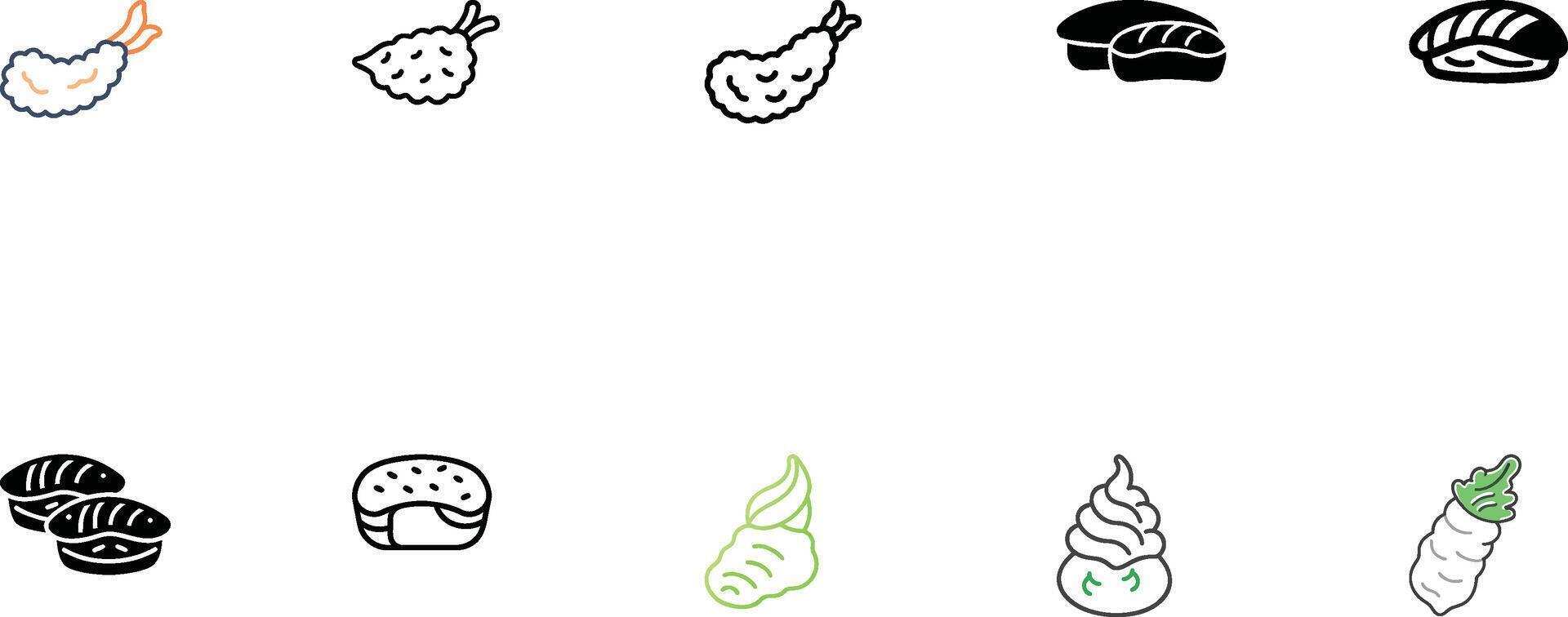 Sushi Icons Collection for Design vector