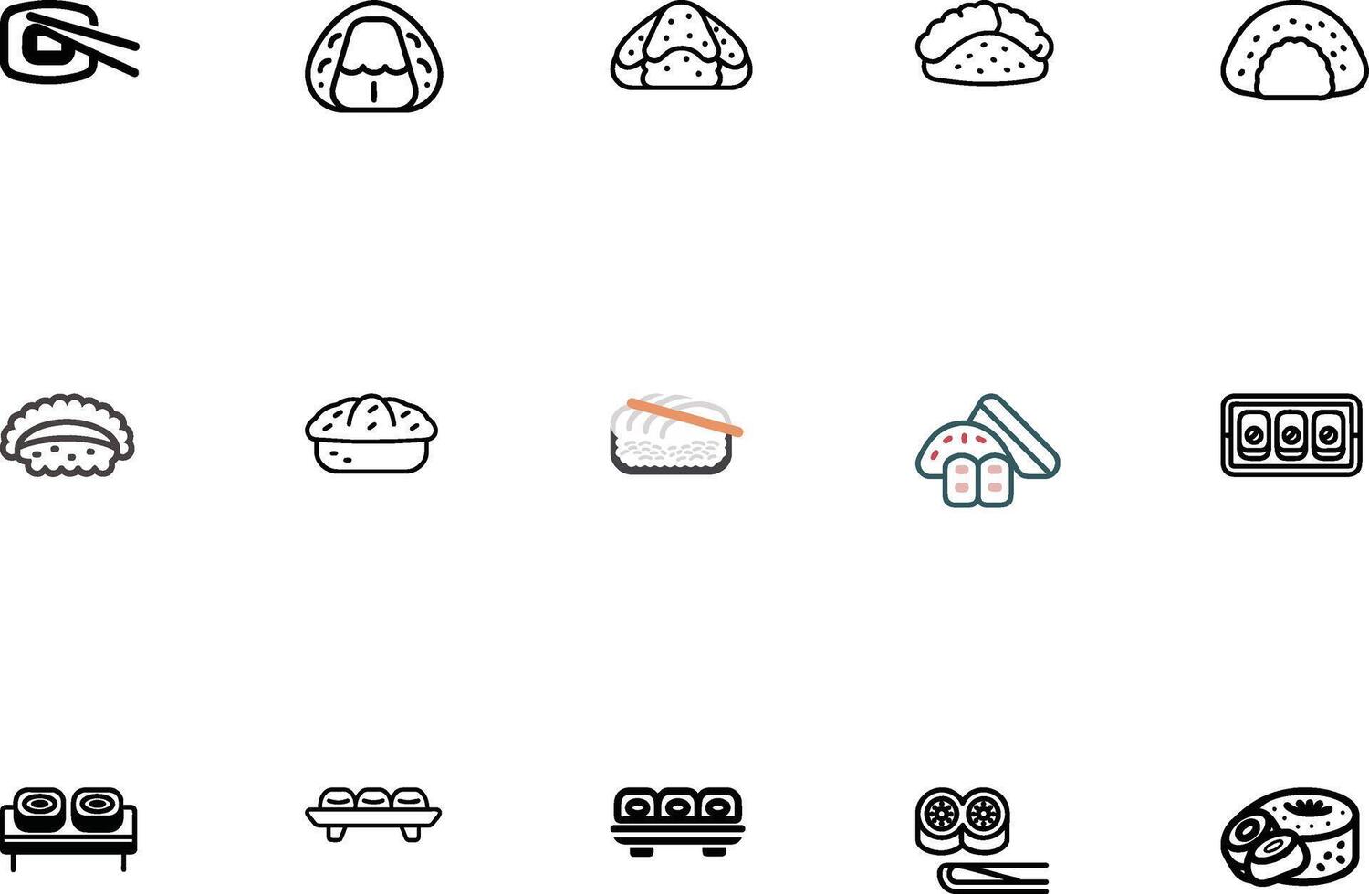 Food and Sushi Icons Set for Branding vector