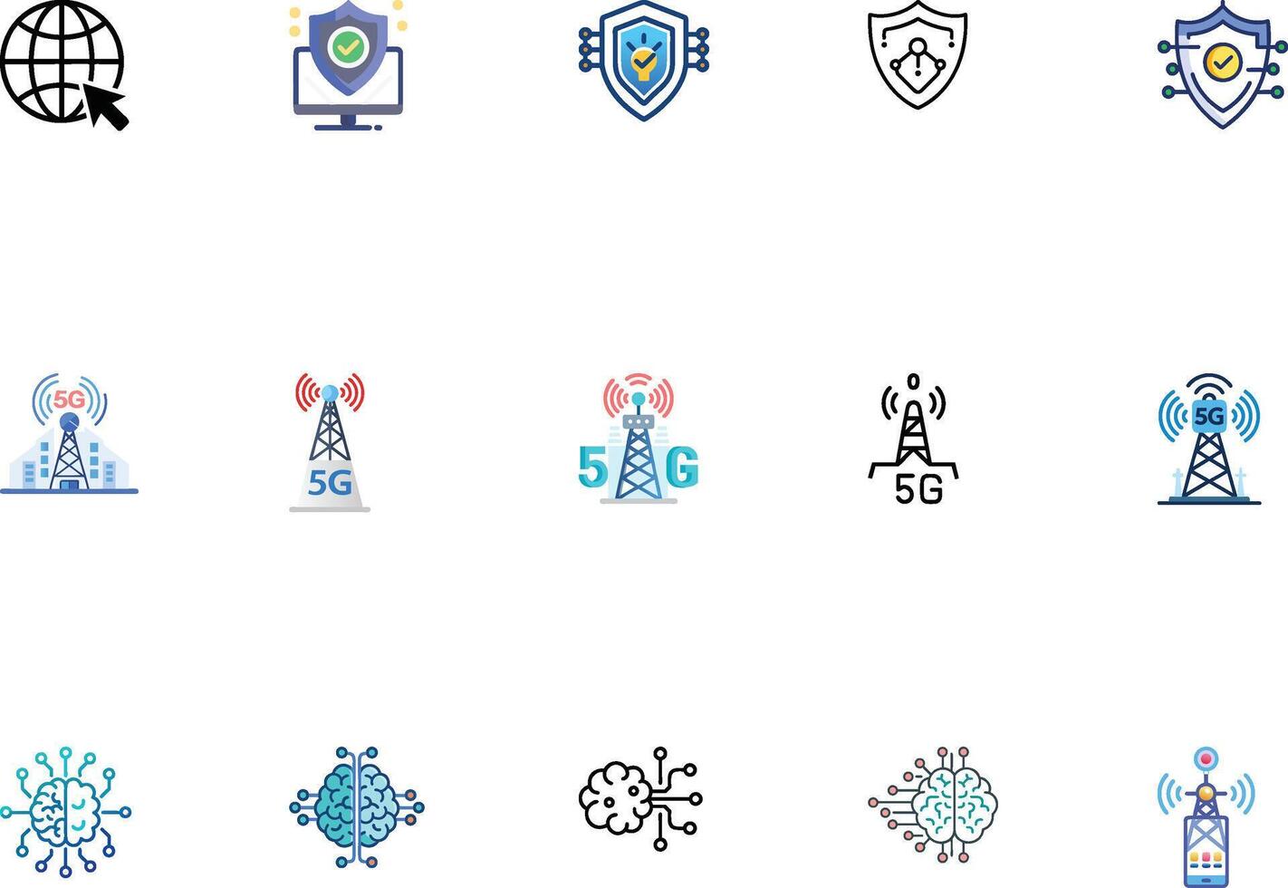 Networking and Communication Icons Bundle vector