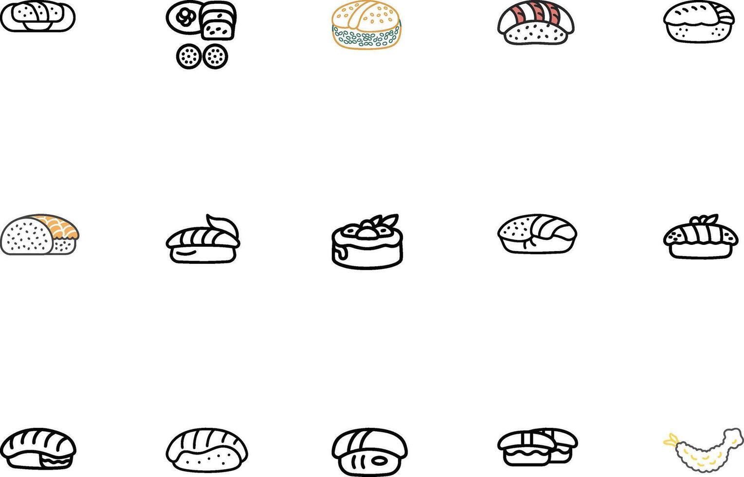 Food and Sushi Icons Set vector