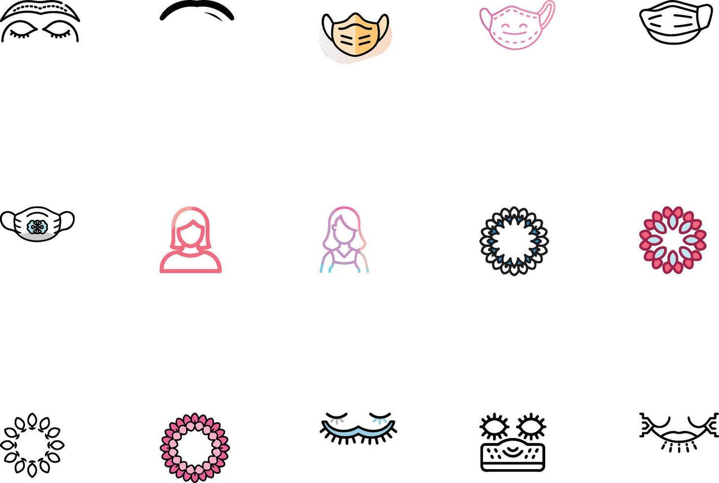 Exclusive Premium Beauty Style Icons Set vector