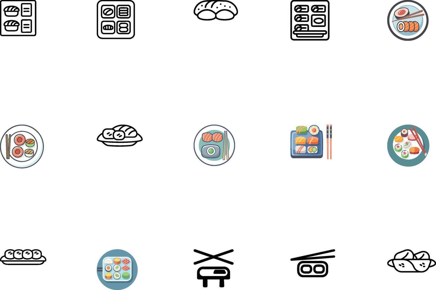 Sushi and Food Icons for Digital Design vector