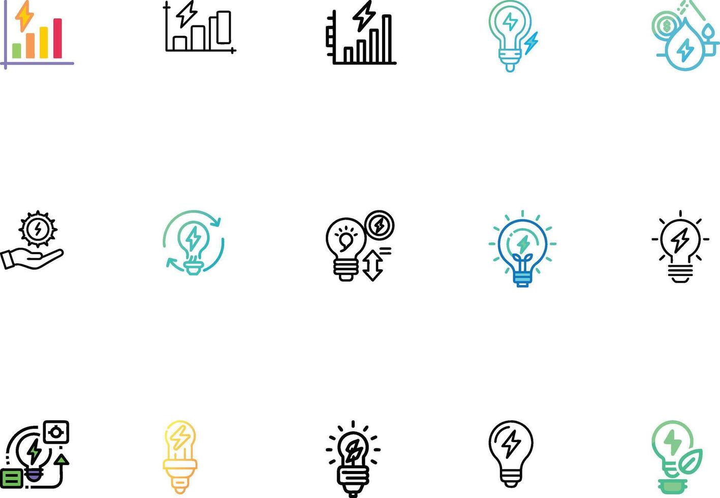 Exclusive Bundle Energy Icons Set vector