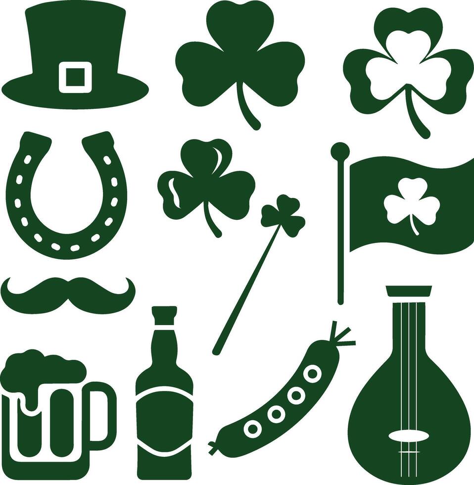 st patricks day symbol set illustration vector