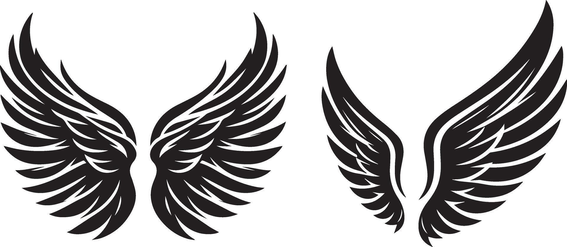 two wings with black and white designs vector