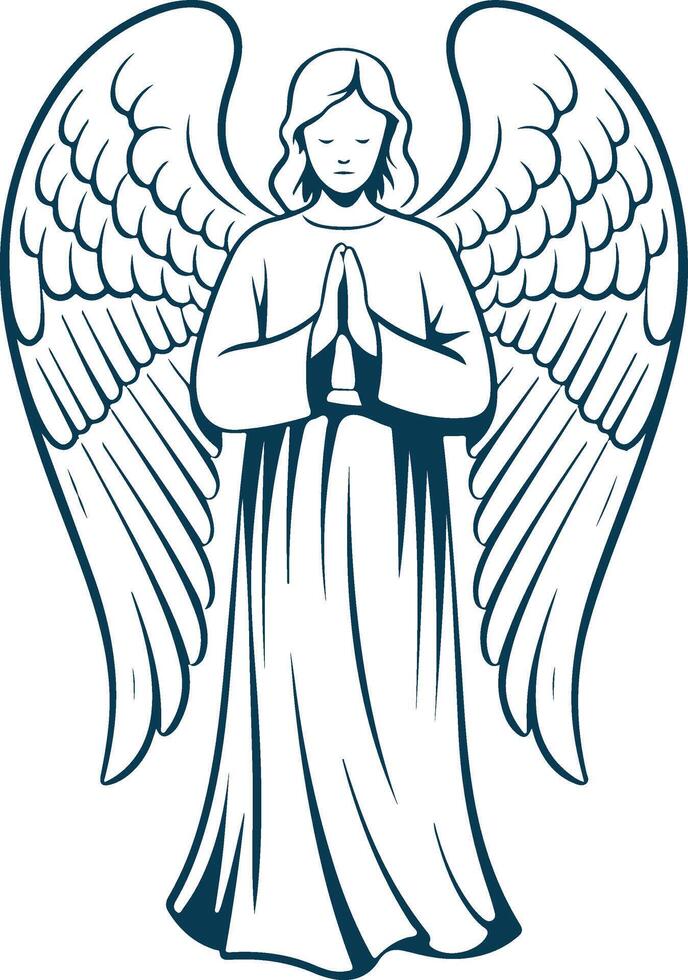 an angel with wings is standing in prayer vector