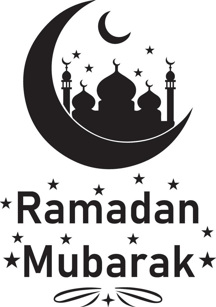 ramadan mubarak logo with a crescent and mosque vector