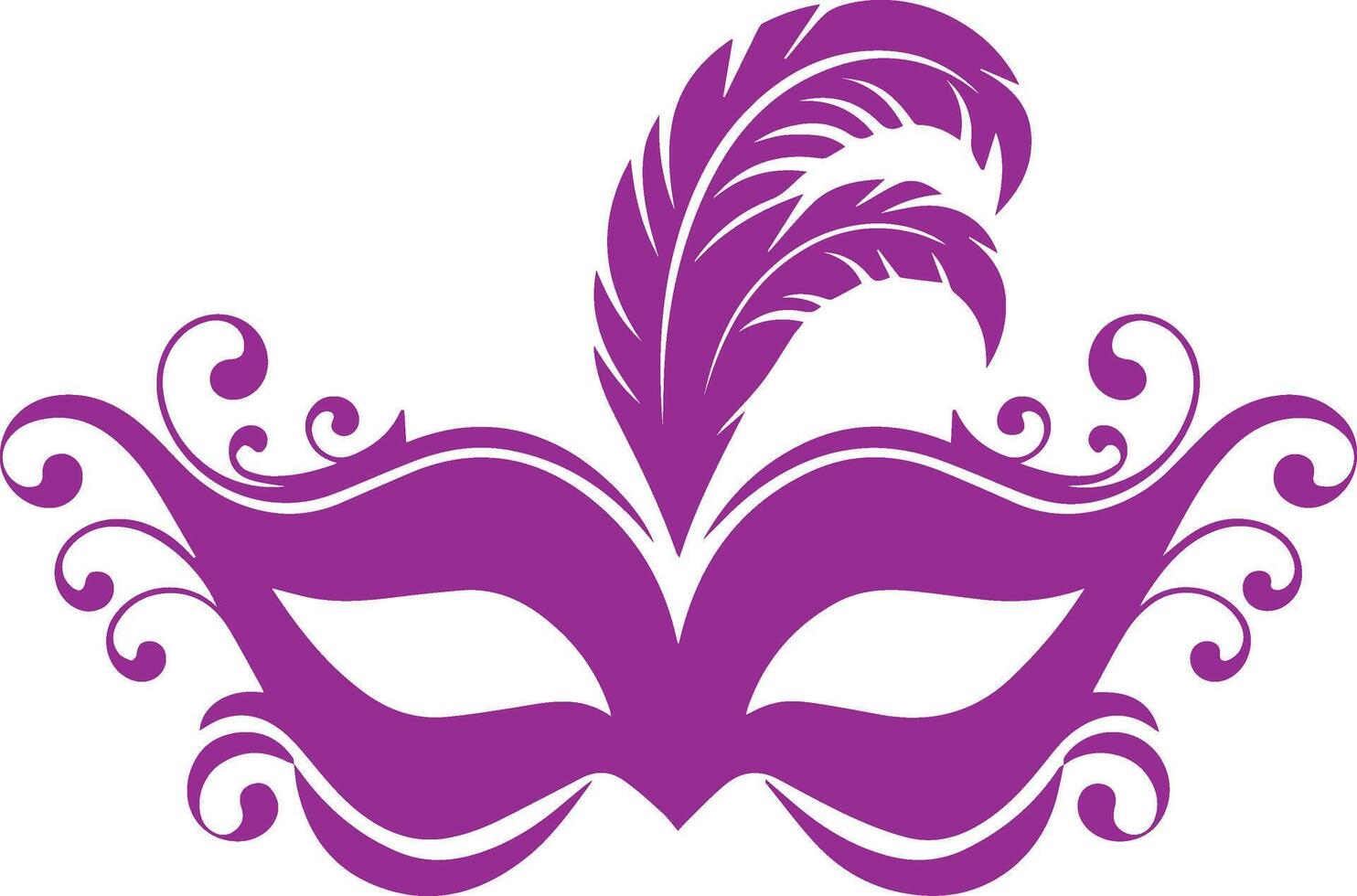 a purple carnival mask with a feather vector