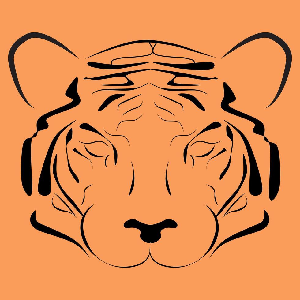 Illustration of tiger strip shadow on orange background vector