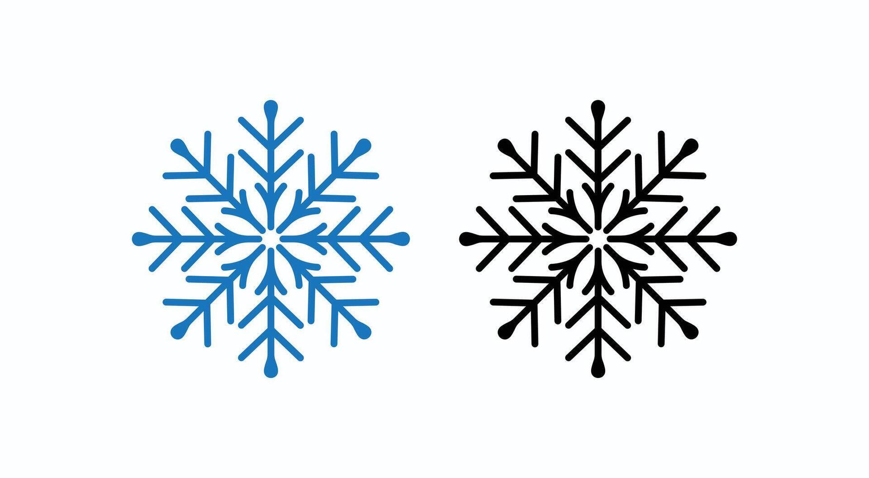 Minimalist Snowflake Icon Set in Blue and Black for Winter Holiday Decorations and Seasonal Designs vector