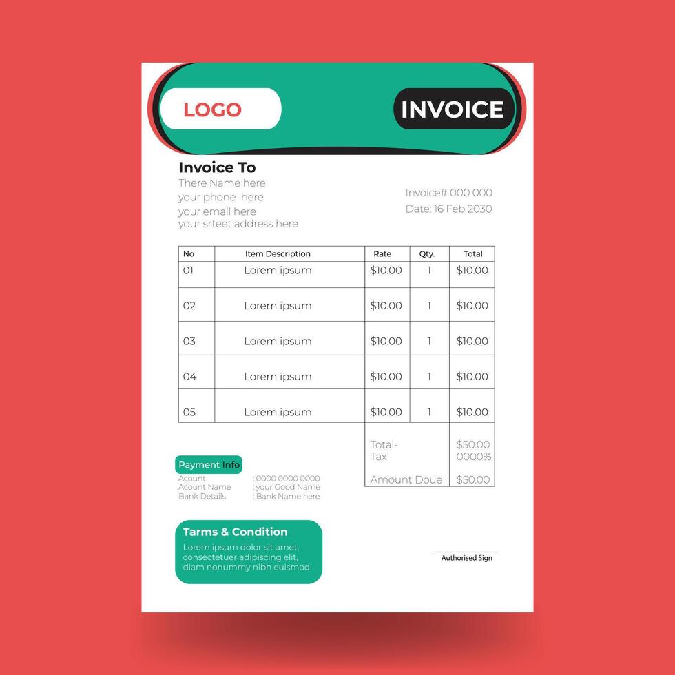 Invoice design template vector