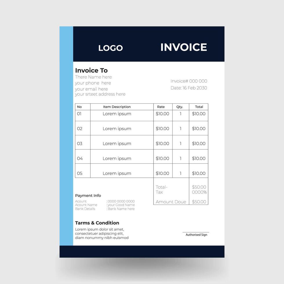 professional invoice design template vector
