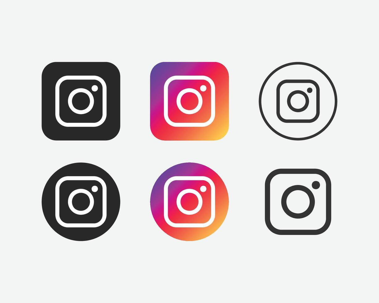 Instagram icon set design on white background. Instagram logo design set free vectors icons template. Modern and clean instagram icon set.