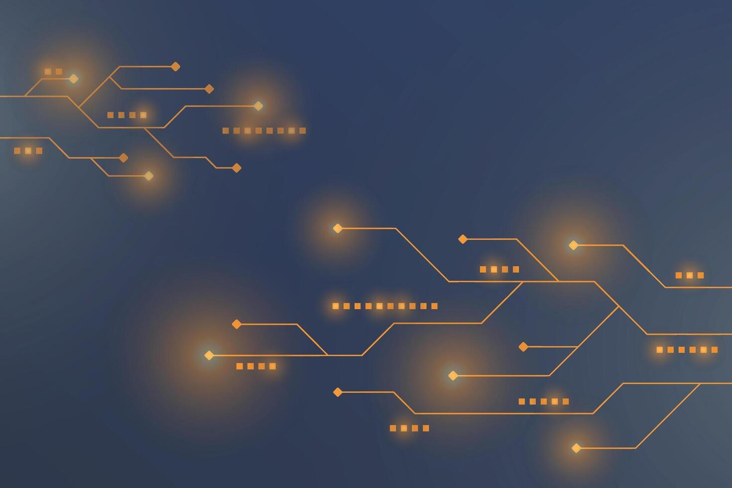 Orange circuit line technology background. Abstract tech, innovation future data, internet network, lines dots connection. vector