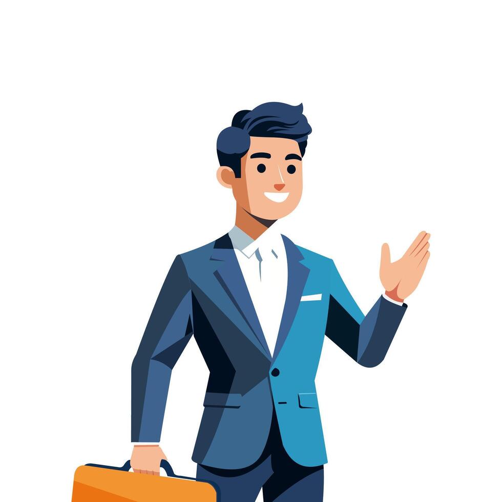 A confident businessman in a teal vector