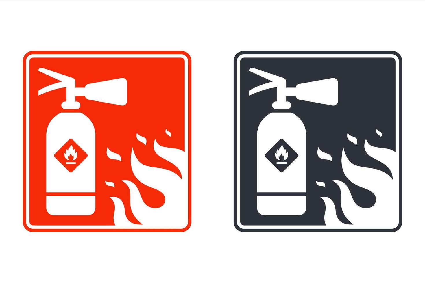 fire safety sticker. extinguish fire with fire extinguisher vector