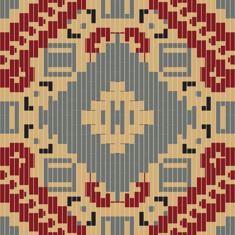 Pillow Ikatee Patternfolk Embroidery, Aztec Geometric Ornament Print. Design for Carpet, Wallpaper, Clothing, Wrapping, Fabric vector