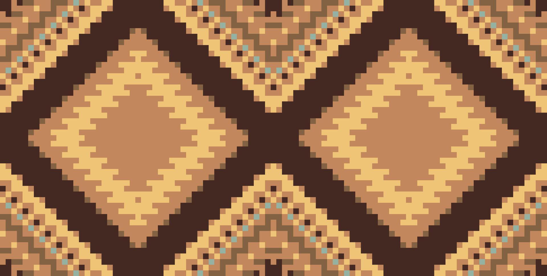 Ethnic Fabric Pixel Geometric Ethnic Pattern Designfolk Embroidery, Aztec Geometric Ornament Print. Design for Carpet, Wallpaper, Clothing, Wrapping, Fabric vector