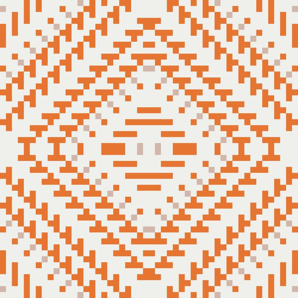 Ethnic Fabric Pixel Geometric Pattern Drawingfolk Embroidery, Aztec Geometric Ornament Print. Design for Carpet, Wallpaper, Clothing, Wrapping, Fabric vector