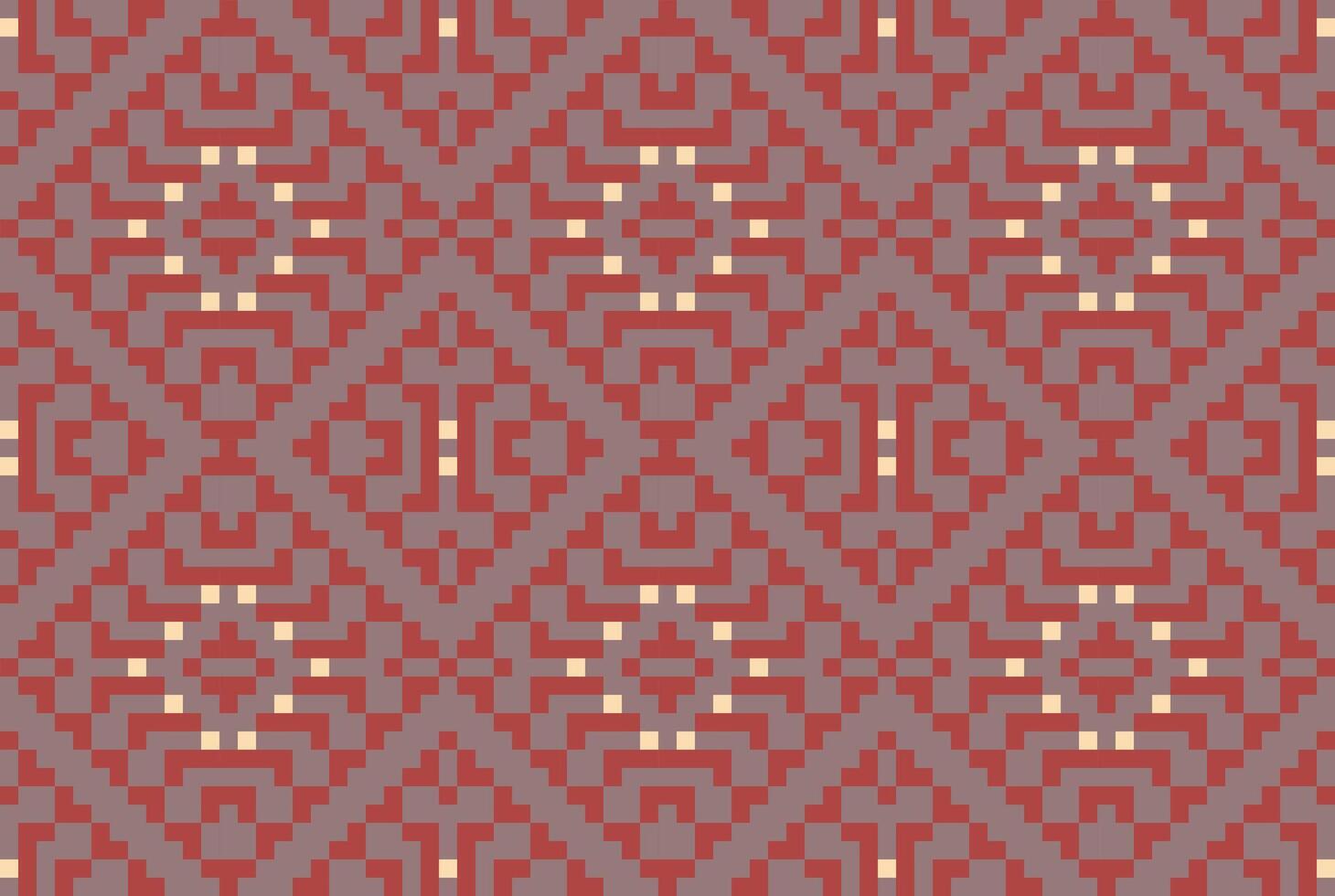 Pixel Ethnic Motifs Patternfolk Embroidery, Aztec Geometric Ornament Print. Design for Carpet, Wallpaper, Clothing, Wrapping, Fabric vector