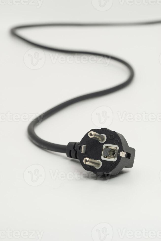 Electric plug with EU standard design isolated on white background photo