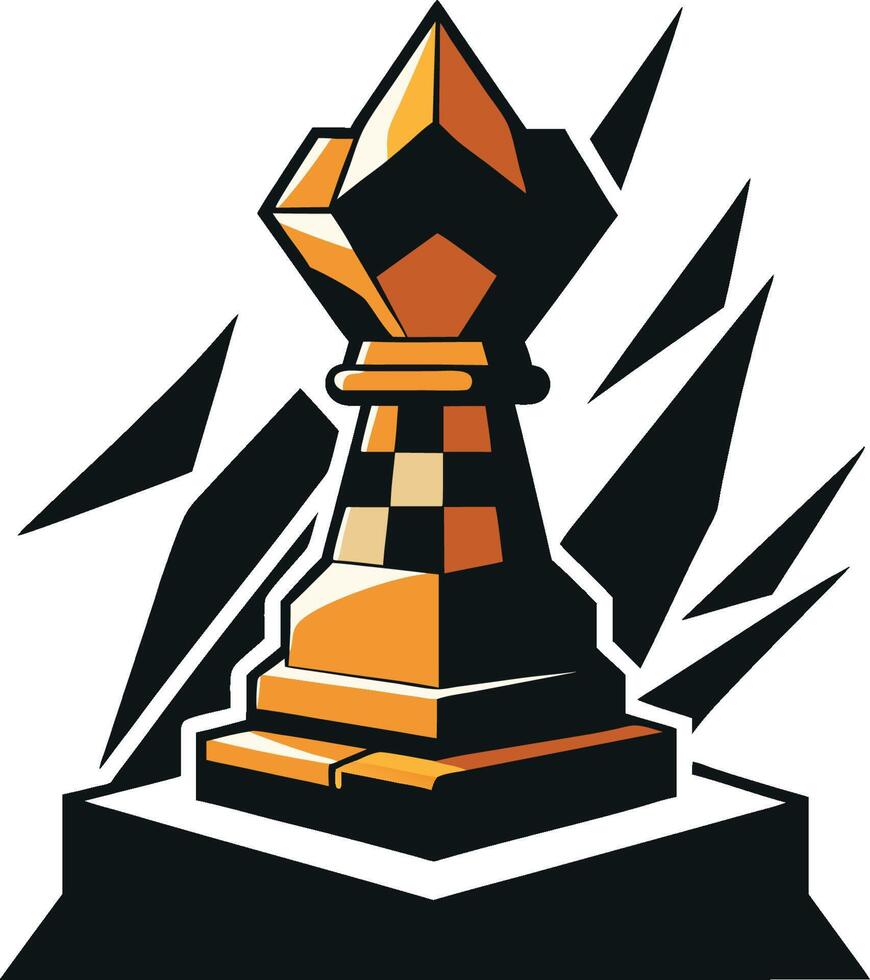 Chess piece, king, geometric design, orange and black, abstract art, sharp angles, dynamic composition, bold contrasts, stylized illustration, art, modernist aesthetic vector