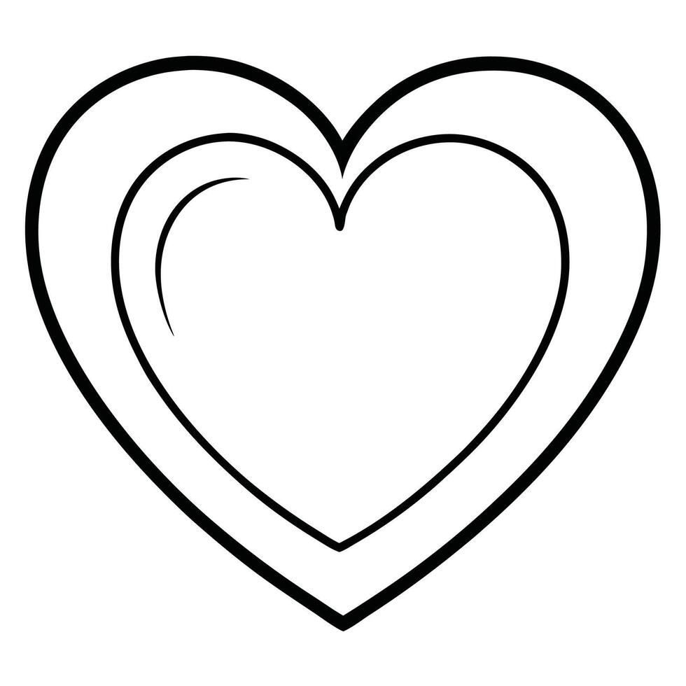 Heart shape, simple line drawing, black and white, minimalist design, outline, symmetrical, clean lines, geometric shape vector
