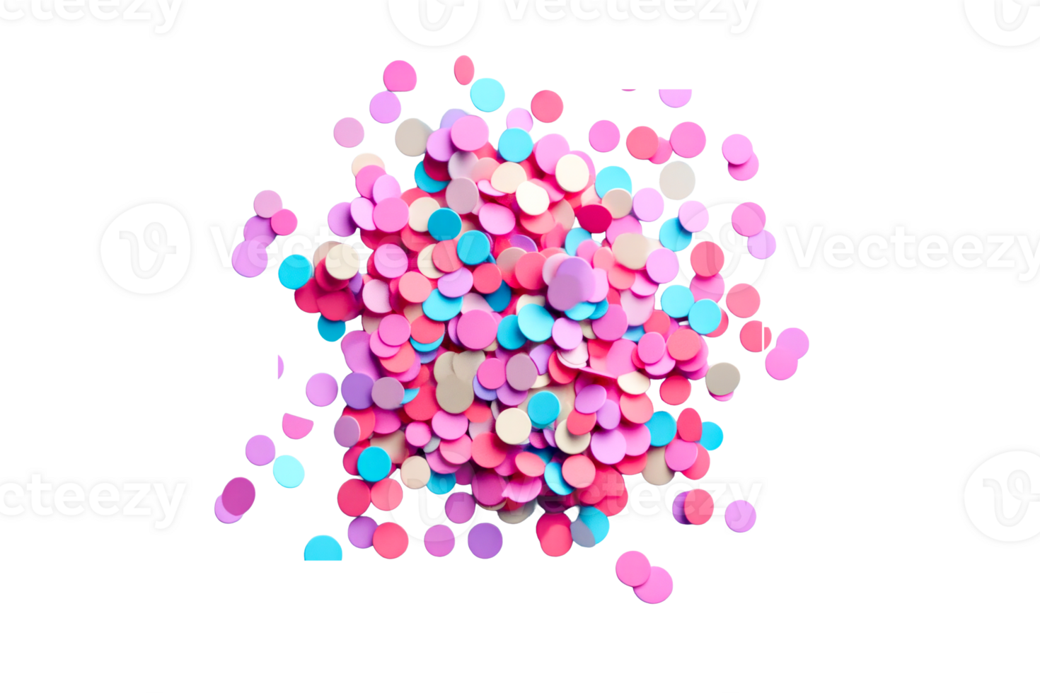 Colorful confetti scattered on a transparent background png