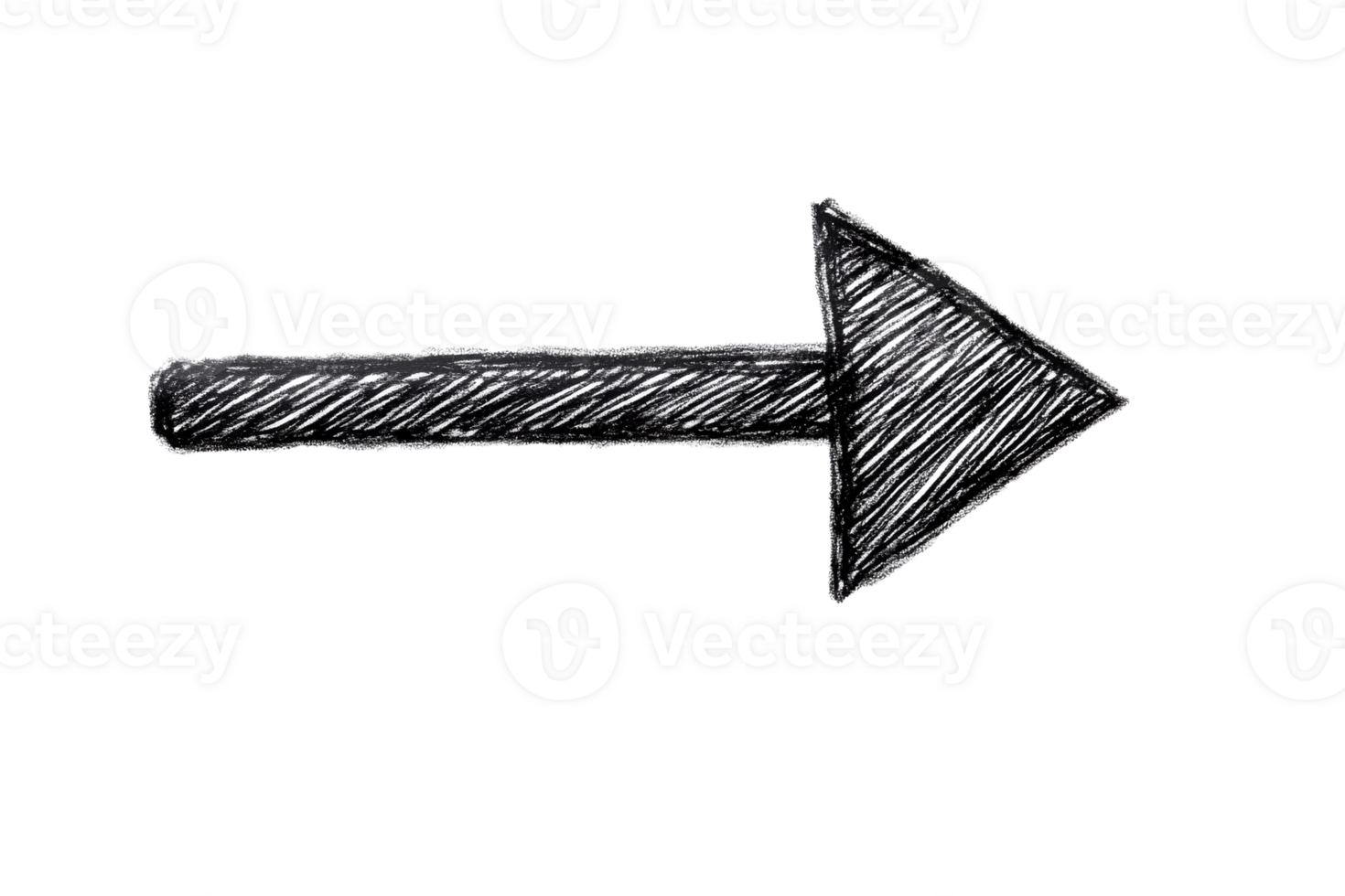 Bold right arrow drawn with shading on a transparent background png