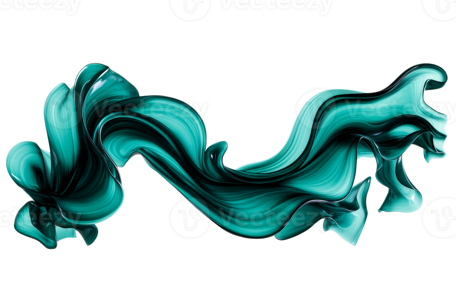 Elegant green abstract swirl with smooth flowing lines png