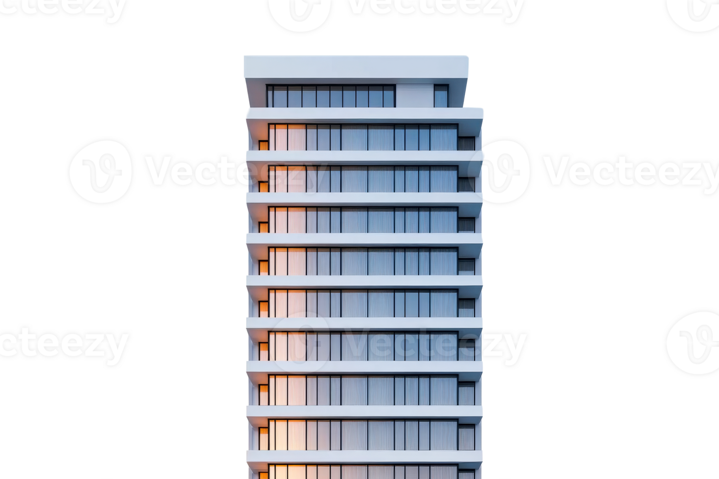 Modern residential building with multiple balconies and large windows png