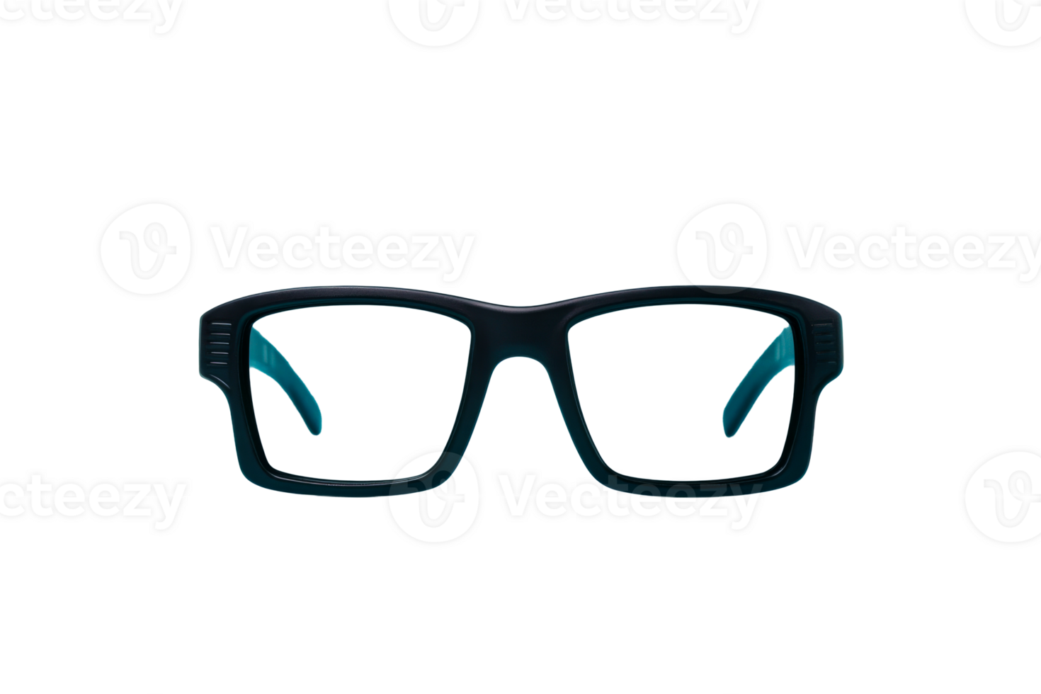 Stylish black eyeglasses with transparent lenses on clear background png