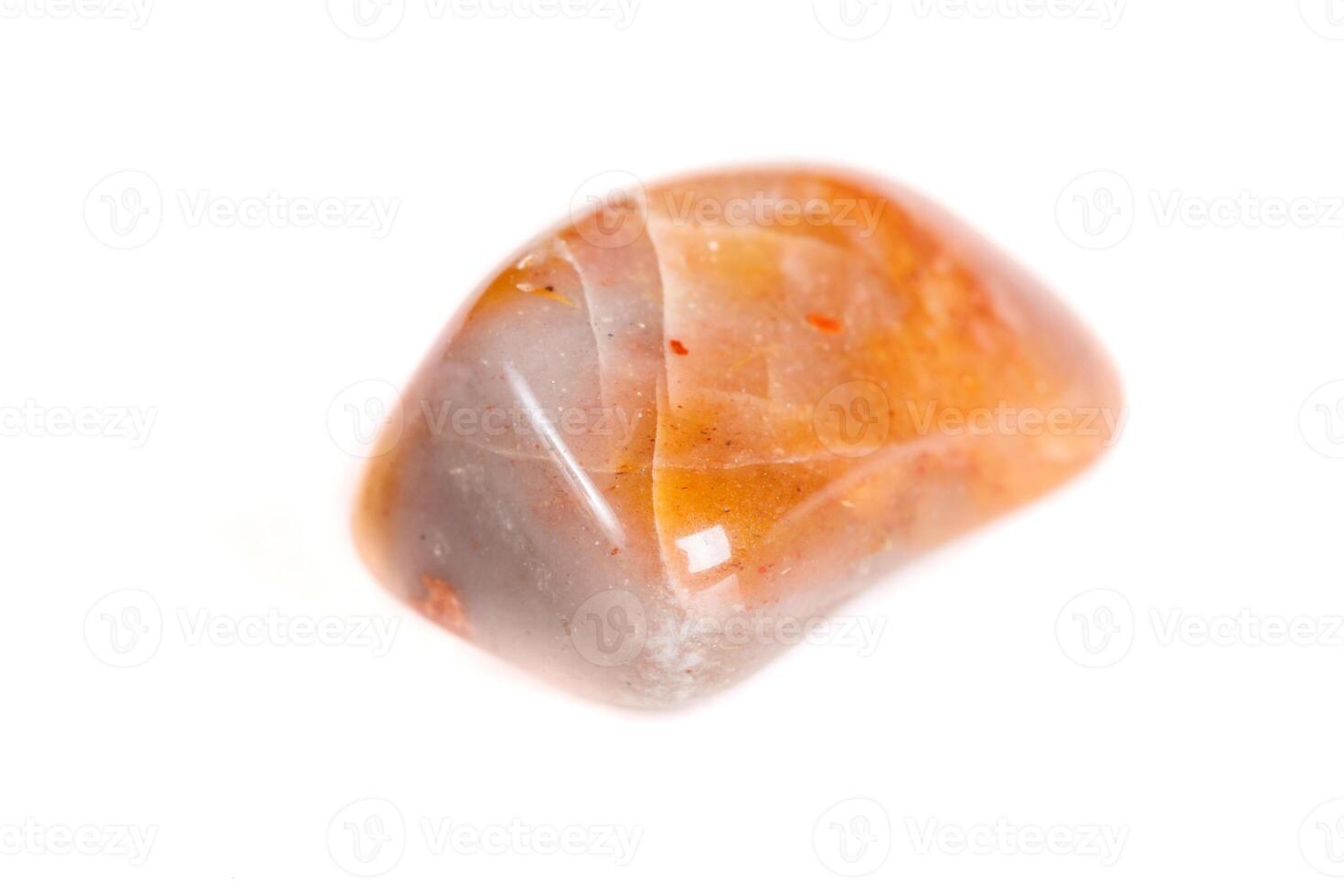 Macro mineral stone Carnelian on white background close-up photo