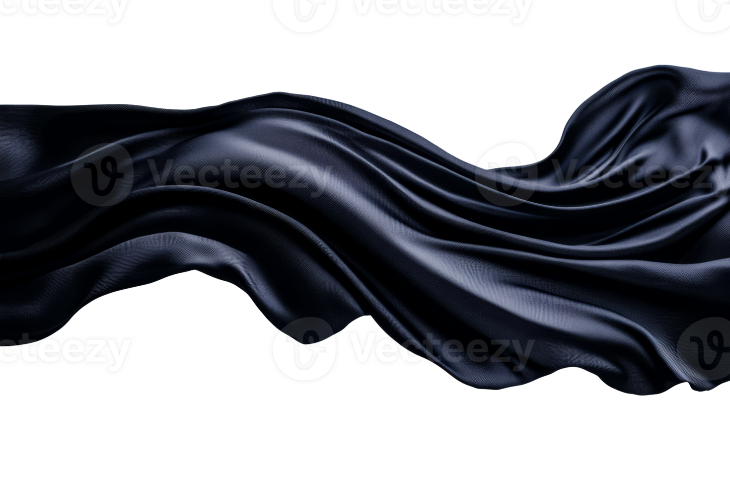 Black silk drapes elegantly on a transparent background png