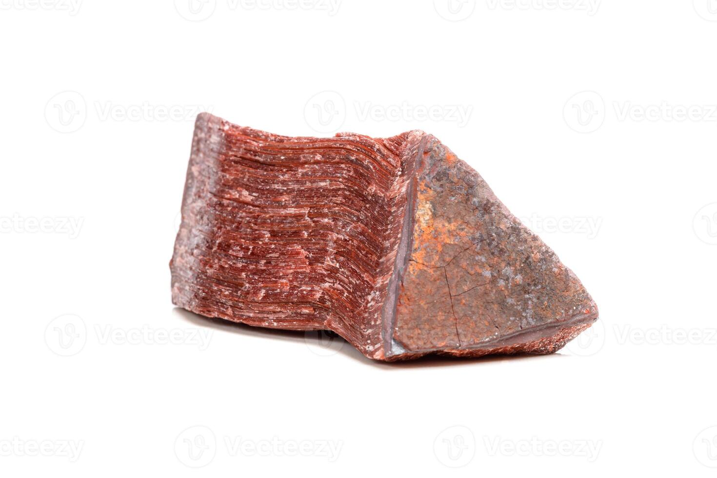 Macro mineral stone Bull eye, tiger's eye in the breed on a white background close-up photo