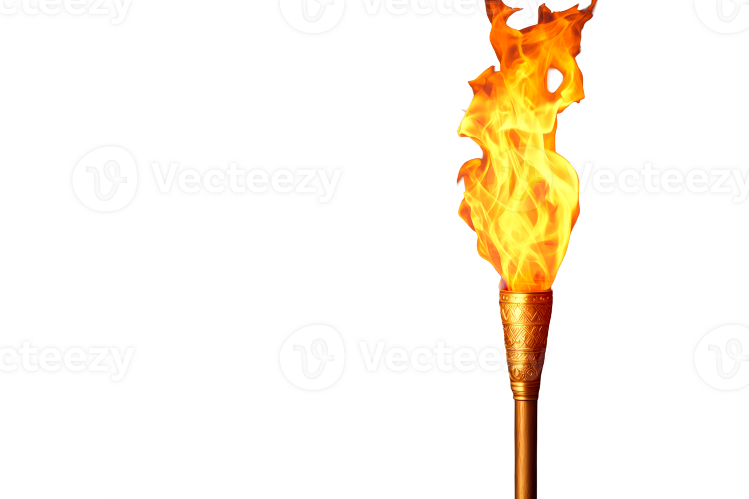 A vibrant flame dances atop a beautifully designed torch png