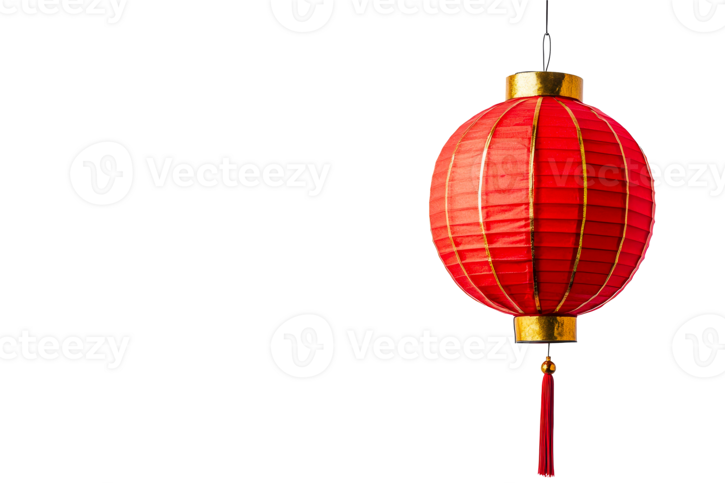 Red lantern hanging brightly against a transparent background png