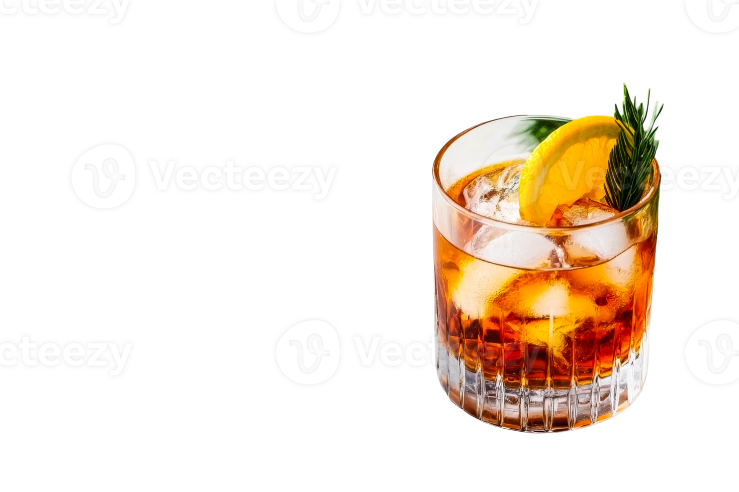 Cocktail glass with ice and lemon on transparent background png