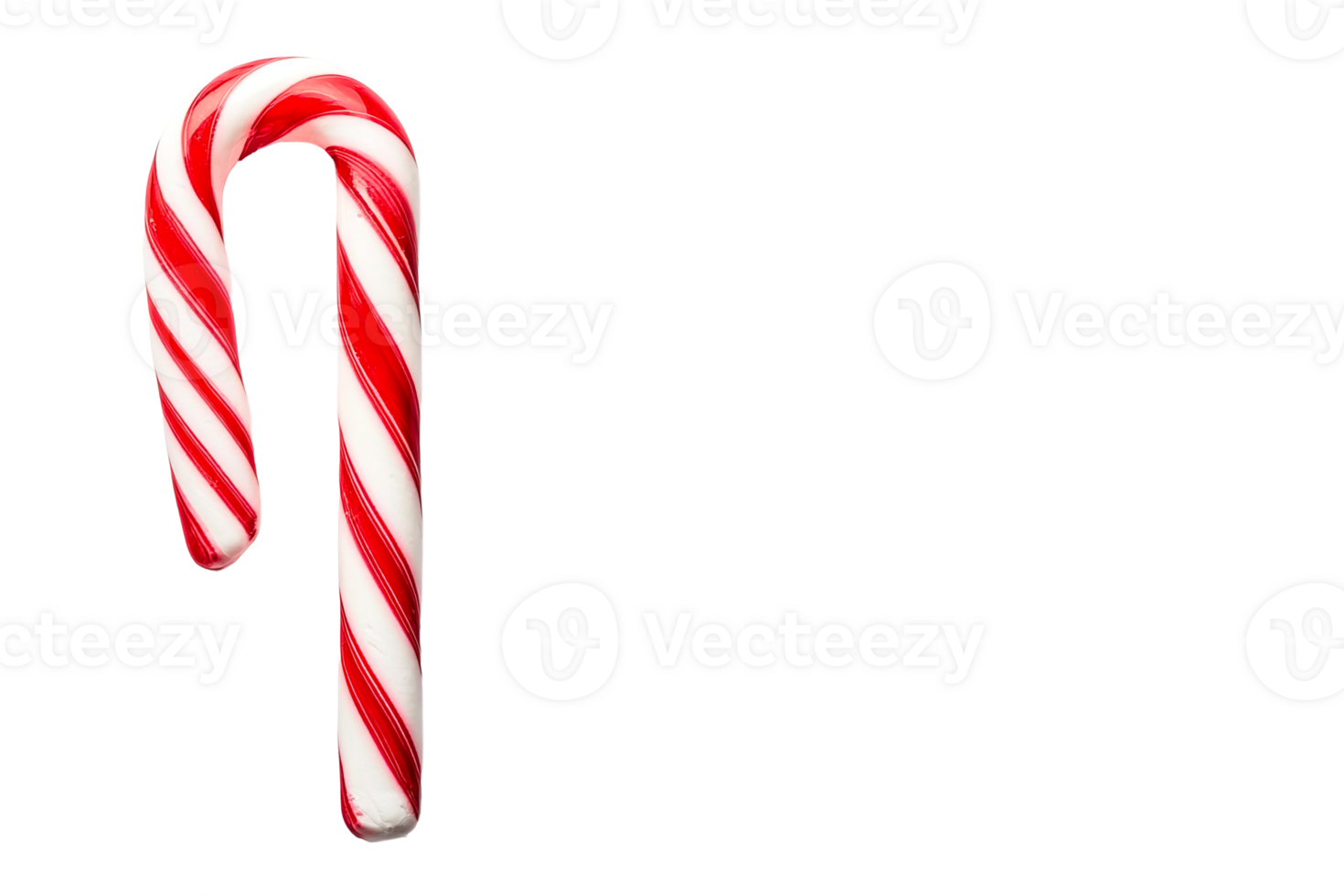 A vibrant candy cane featuring red and white stripes stands upright png