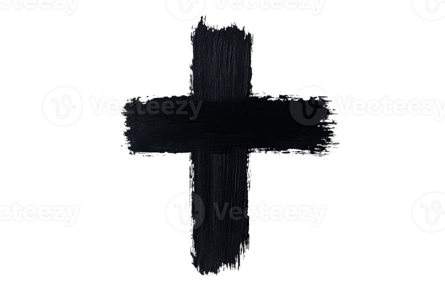 Black brush stroke cross on transparent background for design use png