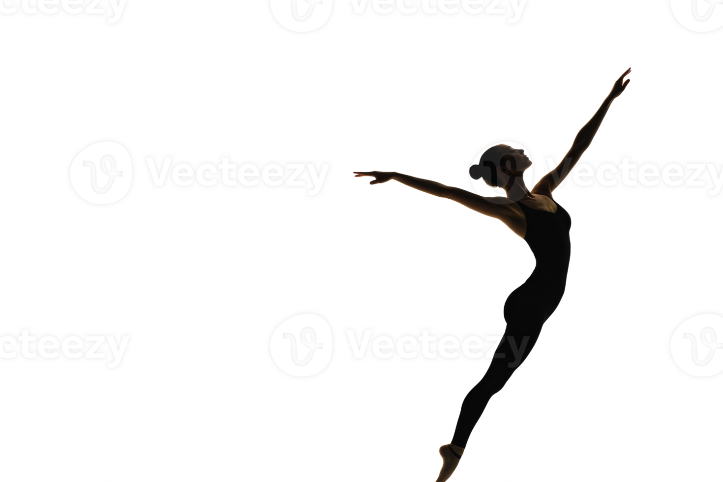 Graceful dancer leaping on a clear background png