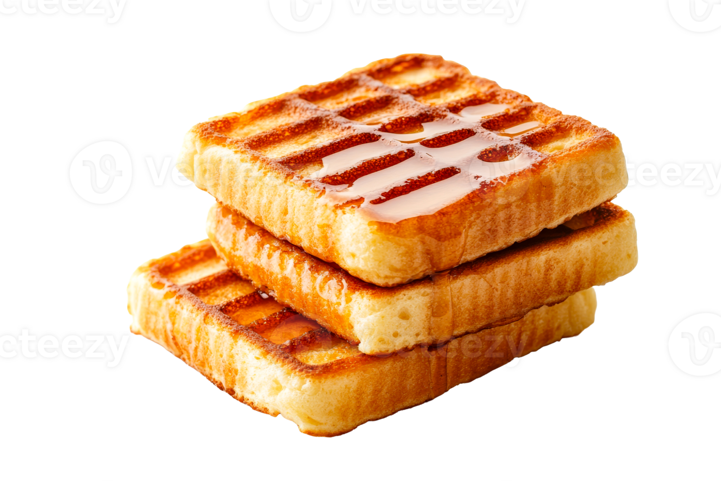 Toasted waffles with syrup on a clear background png