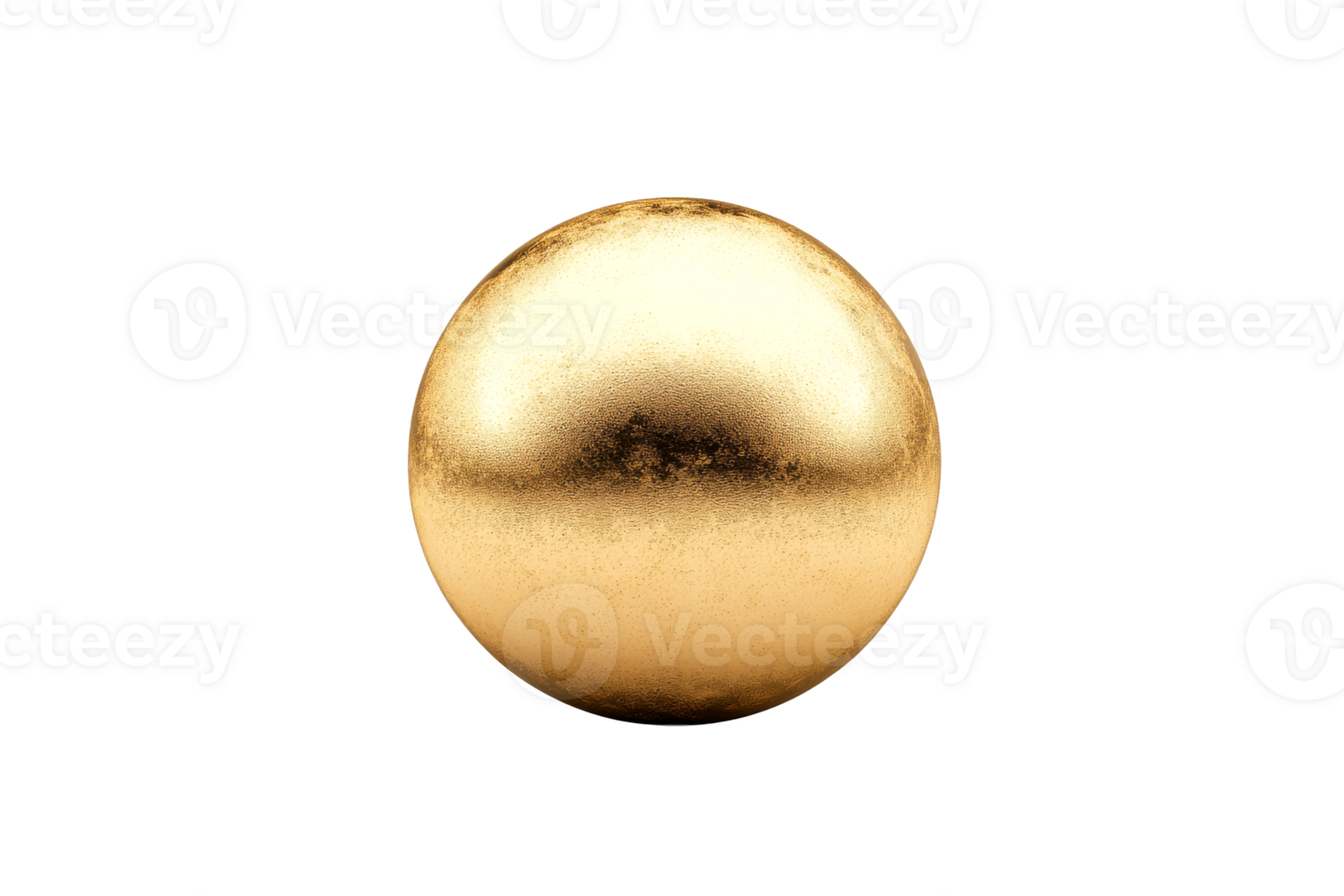Golden sphere with smooth texture on transparent background png