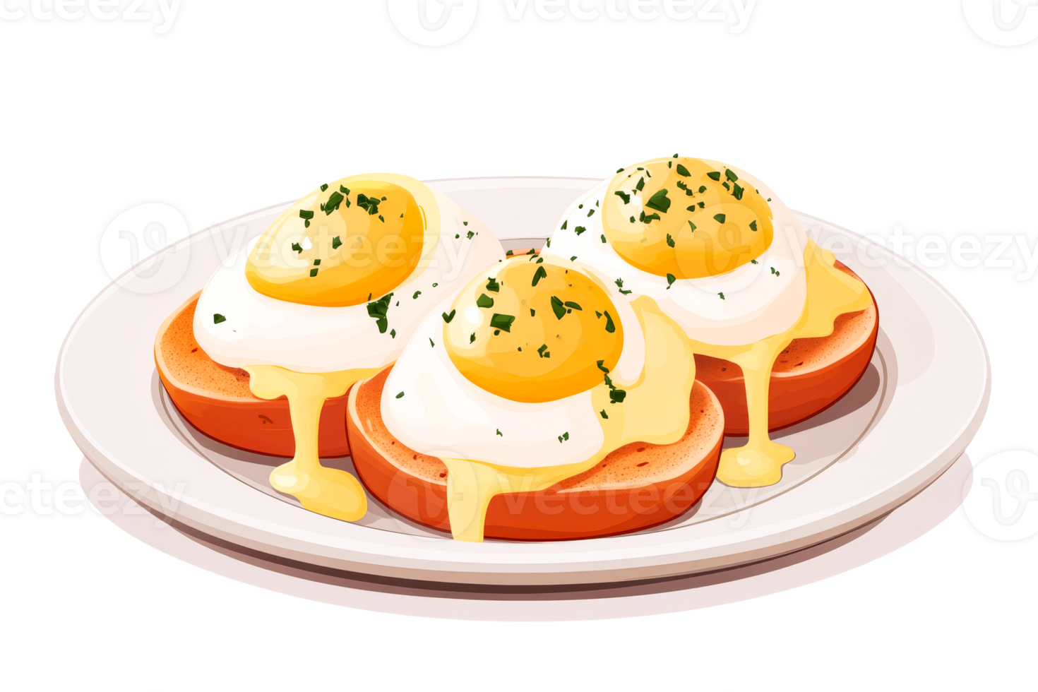 Delicious eggs benedict served on a plate with herbs png