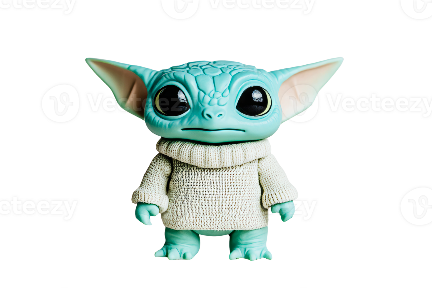 Green character in a cozy sweater, transparent background png