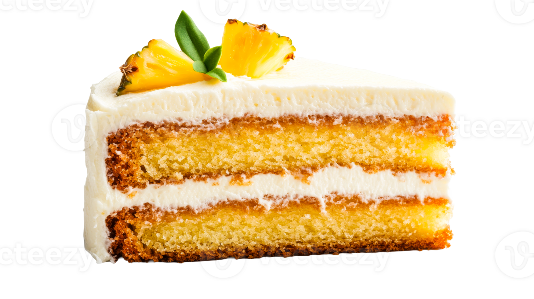 Layered cake with fresh pineapple on a clear background png