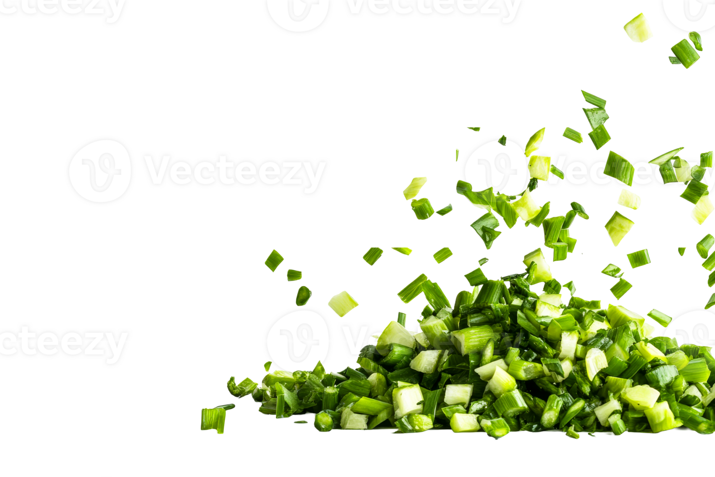 Freshly chopped green onions on transparent background for recipes png