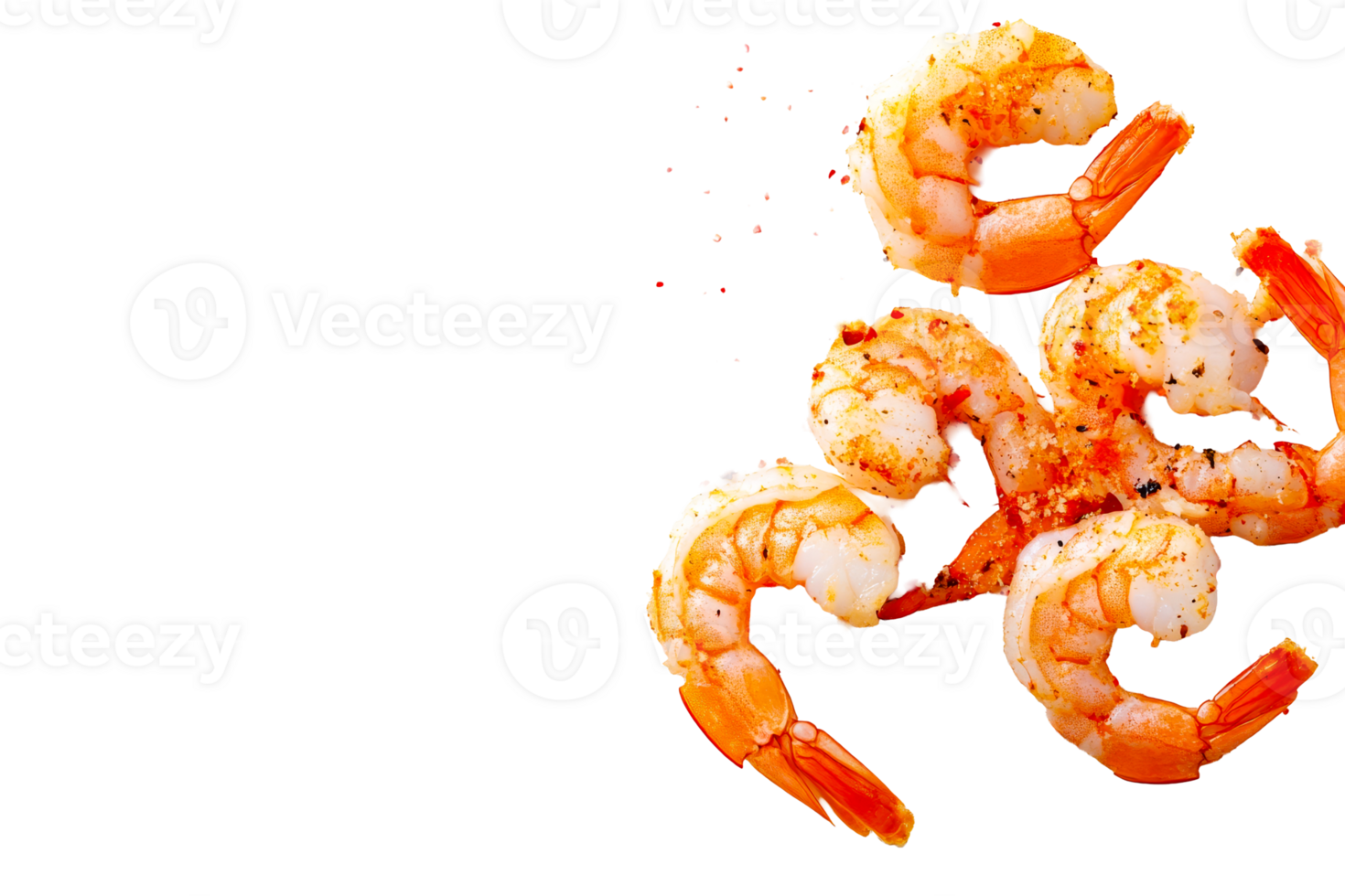 Cooked shrimp arranged on a transparent background for culinary use png